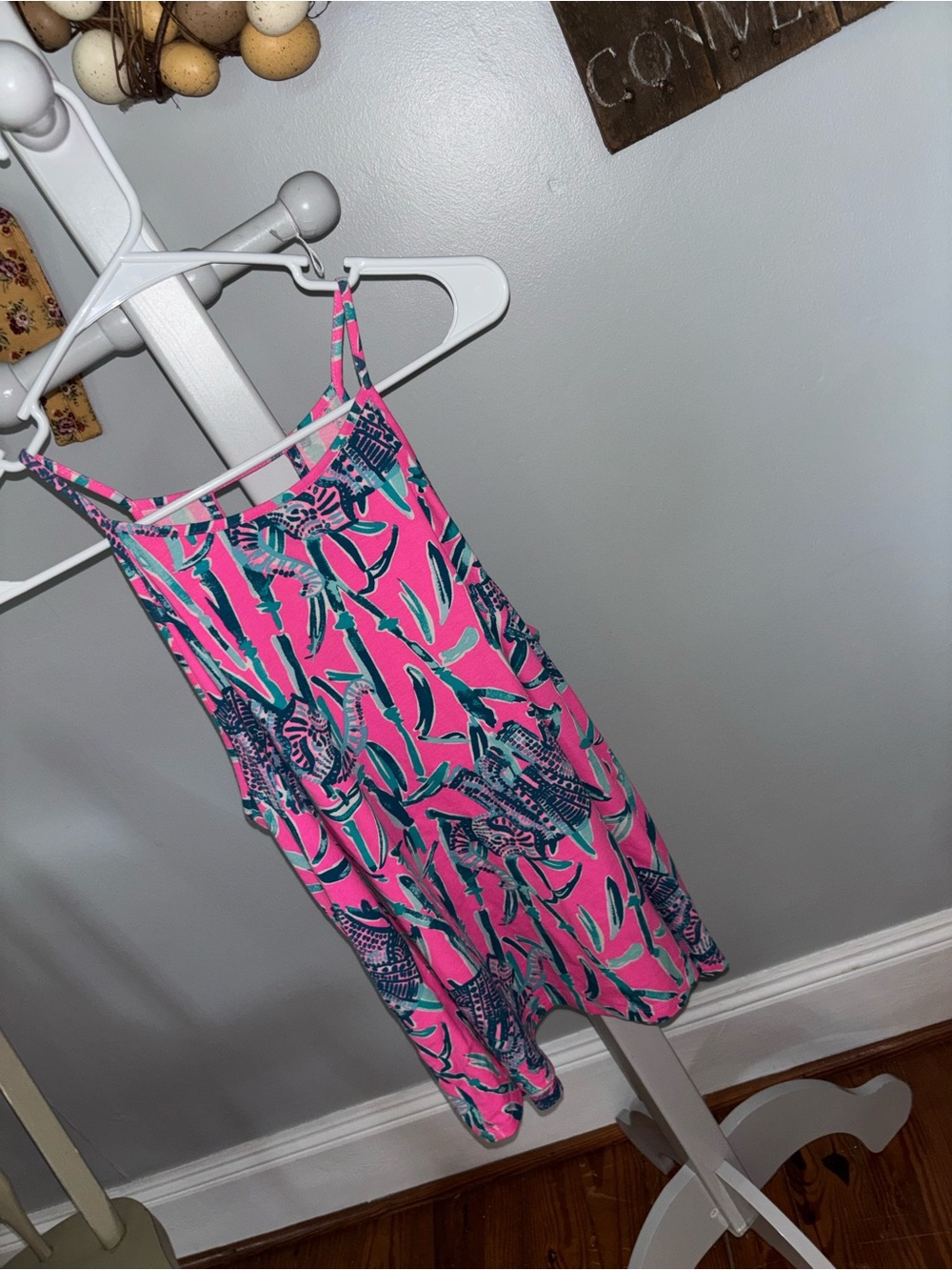 Lilly Pulitzer Pink Tropical Print Spaghetti Strap Dress